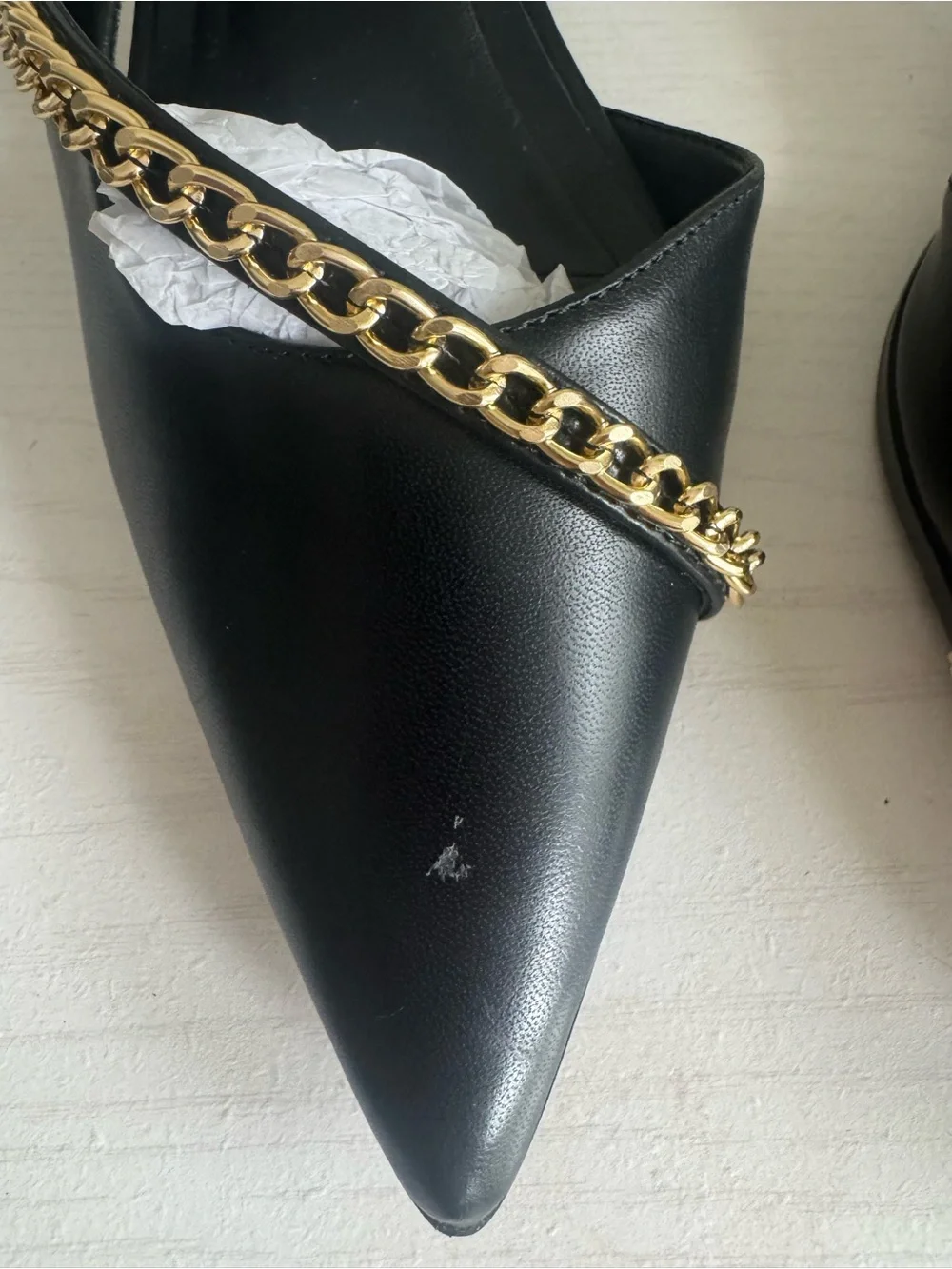 NWT Lulus Ketra Black Chain 2.25” Kitten Heel Slingback Pumps - Size 9